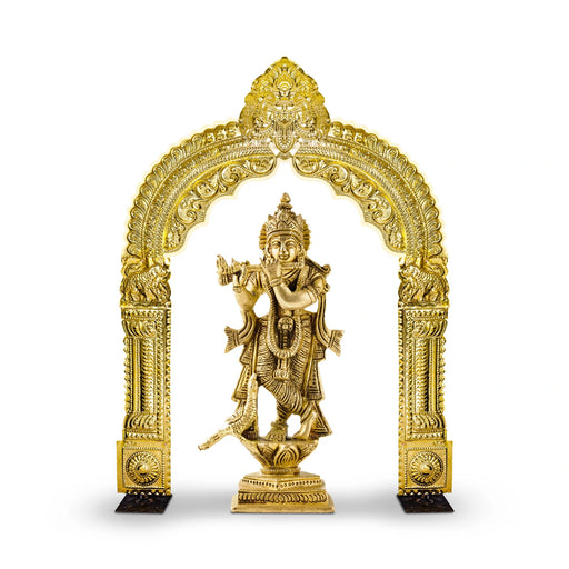 Brass Thiruvatchi | Inner 17 x 11 Inch, Outer 21 x 19 Inch/ Tiger Design Thiruvachi/ Prabhavali for Deity - Deity Accessories