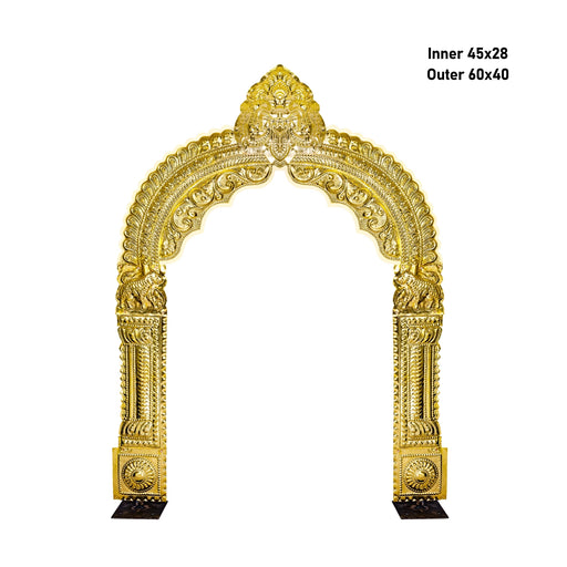 Brass Thiruvatchi | Inner 45x28 Inch,Outer 60x40 Inch/Tiger Design Thiruvachi/ Prabhavali for Deity - Deity Accessories