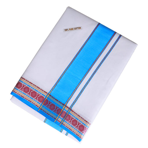 Veshti - 6.25 Mtrs | Cotton Dhoti/ White Colour/ Guruji Border Vesti for Men - Veshti & Dhoti
