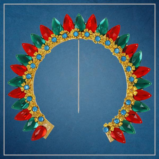 Artificial Flower Arch - 7.5 Inches | Stone Arch/ Moti Arch/ Jewellery for Deity/ Assorted Colour and Design - Head & Face Accessories