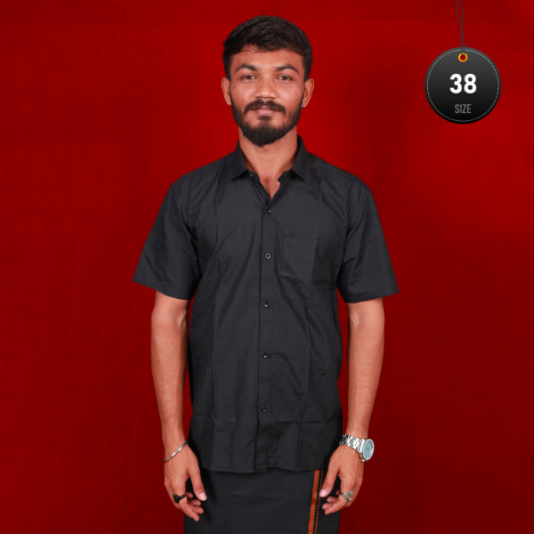 Black Shirt | Half Hand Shirt/ Black Half Hand Shirt/ Black Shirt for Men