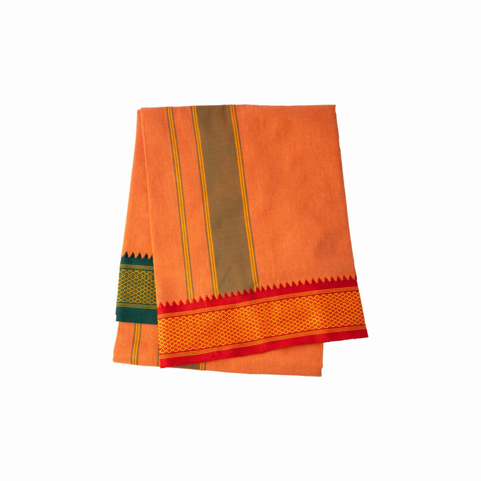 Veshti - 2 Mtrs | Cotton Material/ Kavi Colour Vesti/ Padayappa Border Dhoti for Men