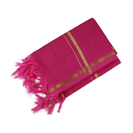 Angavastram - 2 Muzham | Jari Border Colour Thundu/ Silk Towel for Men/ Assorted Colour - Shawls & Towels