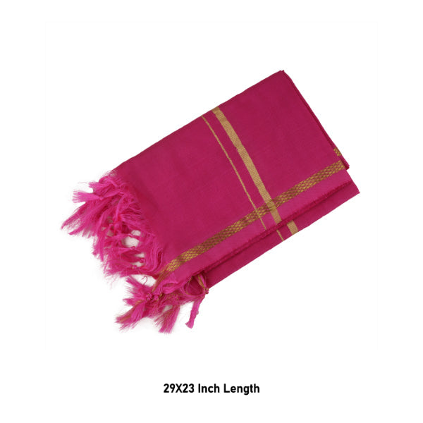 Angavastram - 2 Muzham | Jari Border Colour Thundu/ Silk Towel for Men/ Assorted Colour - Shawls & Towels