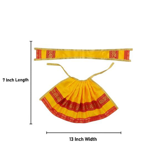 Devi Dress - 7 x 13 Inches | Satin Apoorva Material/ Amman Pavadai/ Mata Dress for Deity/ Assorted Colour and Design - Devi Dress