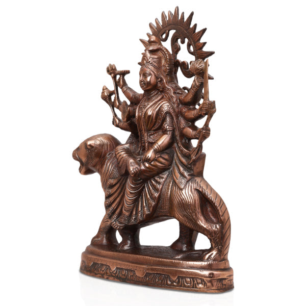 Durga Murti - 18 Inches | Durga Statue/ Copper Idol/ Durga Maa Idol for Pooja/ 2.240 Kgs Approx - Copper Murties