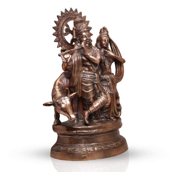 Radha Krishna Idol | Copper Idol/ Radha Krishna Murti for Pooja - Copper Murties