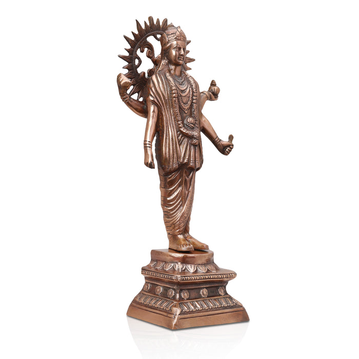 Vishnu Statue - 23 Inches | Copper Idol/ Vishnu Standing Idol/ Vishnu Murti for Pooja/ 2 Kgs Approx - Copper Murties