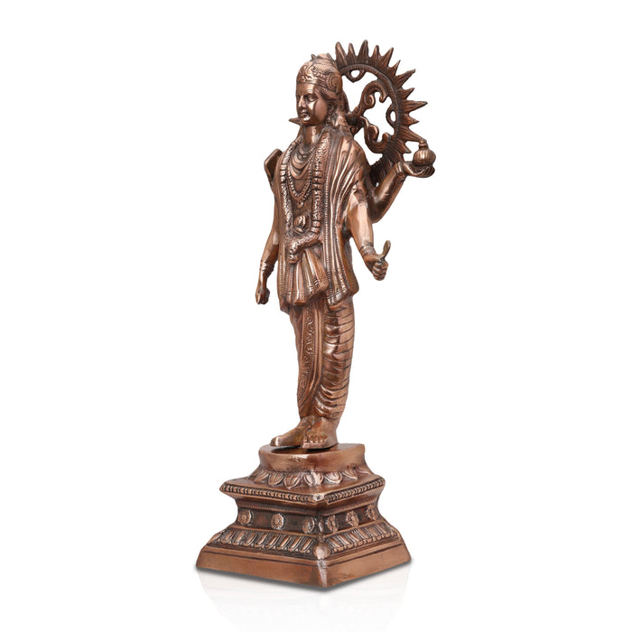 Vishnu Statue - 23 Inches | Copper Idol/ Vishnu Standing Idol/ Vishnu Murti for Pooja/ 2 Kgs Approx - Copper Murties