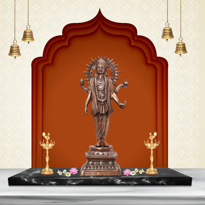 Vishnu Statue - 23 Inches | Copper Idol/ Vishnu Standing Idol/ Vishnu Murti for Pooja/ 2 Kgs Approx - Copper Murties