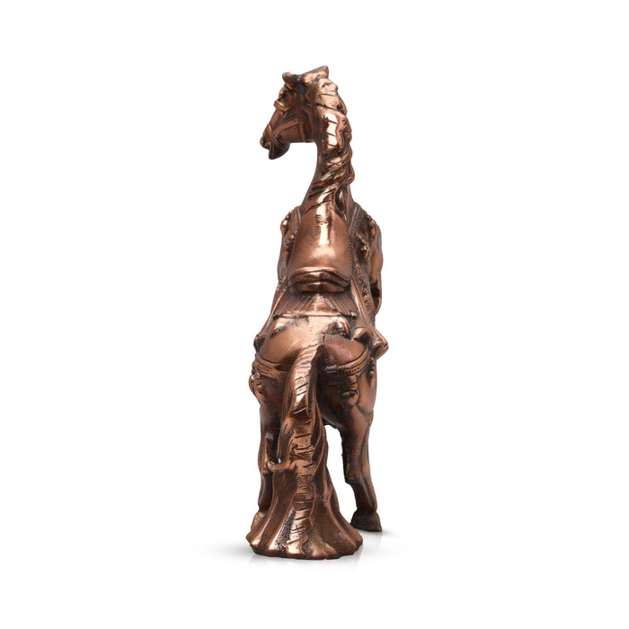 Jumping Horse Statue - 9 Inches | Horse Figurine/ Copper Oxidised Horse Sculpture for Pooja/ 1300 Gms Approx - Table Stand Accessories