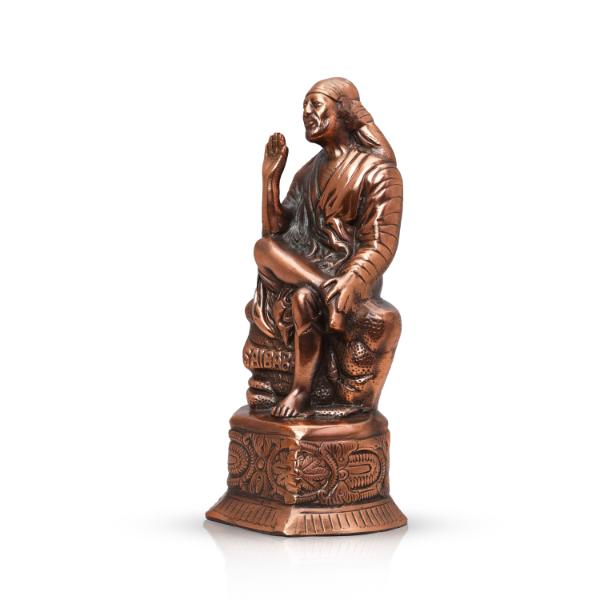 Saibaba Statue - 13 Inches | Copper Idol/ Saibaba Idol/ Sai Baba Murti for Pooja/ 920 Gms Approx - Copper Murties