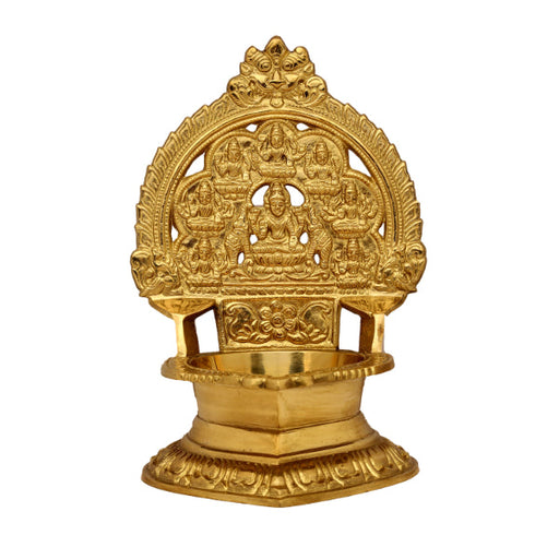 Ashtalakshmi Vilakku - 8.5 Inches | Ashtalakshmi Deepam/ Brass Lamp for Pooja/ 1.340 Kgs Approx - Deity Lamps