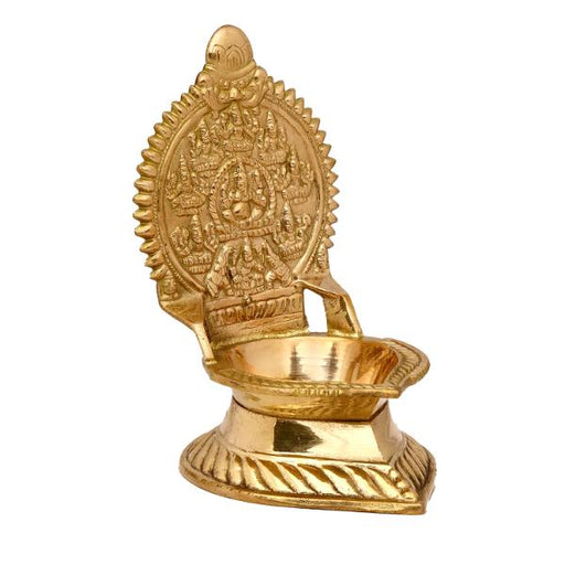 Ashtalakshmi Vilakku - 5 x 3 Inches | Brass Vilakku/ Gold Polish Ashtalaxmi Lamp/ Deepam for Pooja - Deity Lamps