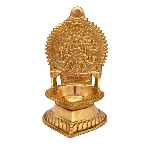 Ashtalakshmi Vilakku - 5 x 3 Inches | Brass Vilakku/ Gold Polish Ashtalaxmi Lamp/ Deepam for Pooja - Deity Lamps