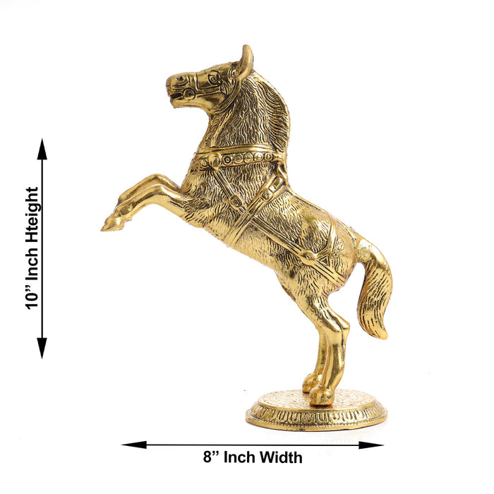 Horse Statue Set - 10 Inches | Aluminium Material/ Horse Sculpture/ Horse Idol for Home/ 1.160 Kgs Approx