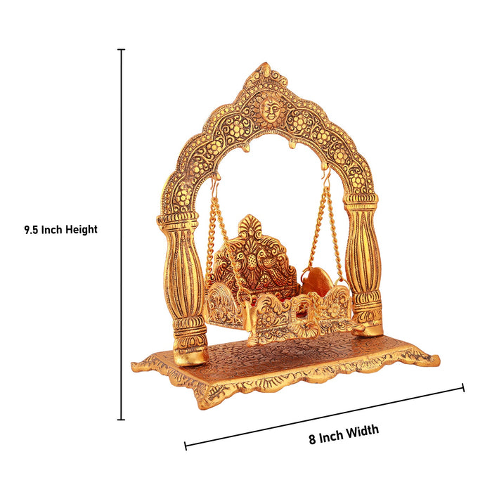 Jhula - 9.5 Inches | Mehrav Design Jhoola/ Laddu Gopal Jhula/ Aluminium Krishna Jhula for Deity/ 575 Gms Approx