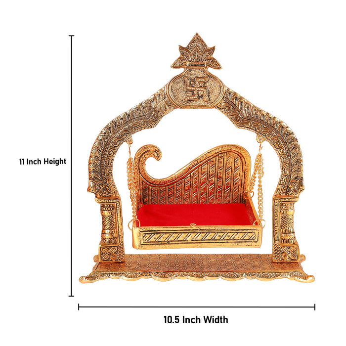 Jhula - 11 Inches | Kalash Design Jhoola/ Laddu Gopal Jhula/ Aluminium Krishna Jhula for Deity/ 925 Gms Approx