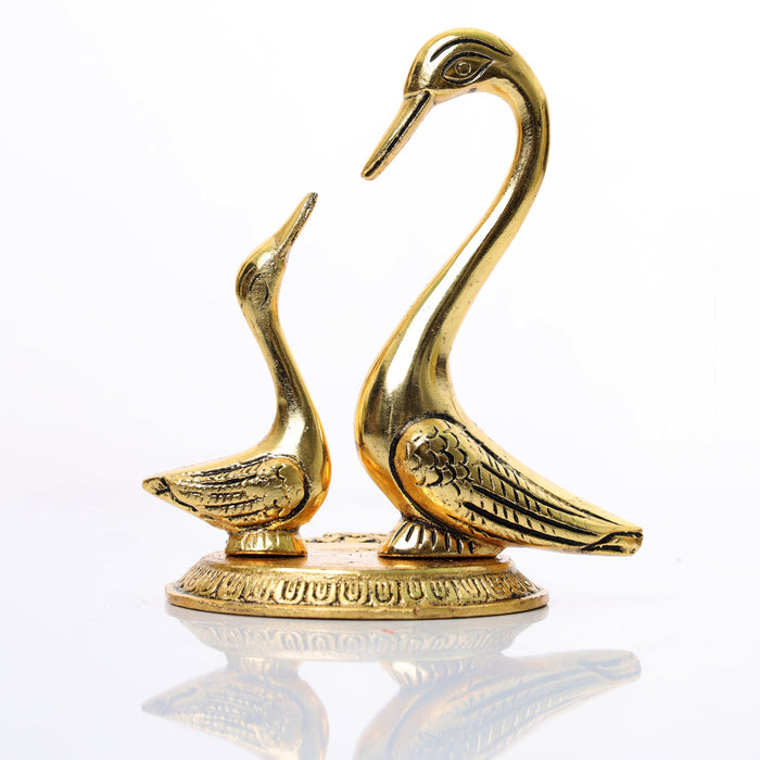Swan Statue - 4 Inches | Gold Plated Statue/ Aluminium Swan Idol for Home/ 220 Gms Approx
