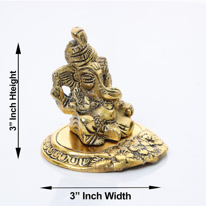 Ganesh Murti - 3 Inches | Aluminium Ganesha Statue/ Ganesha Idol/ Vinayagar Statue for Pooja/ 220 Gms Approx