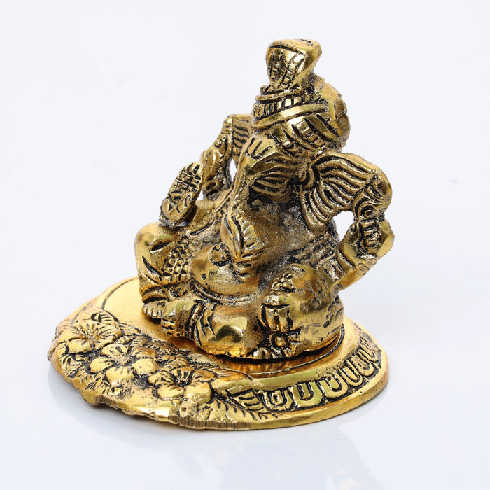 Ganesh Murti - 3 Inches | Aluminium Ganesha Statue/ Ganesha Idol/ Vinayagar Statue for Pooja/ 220 Gms Approx