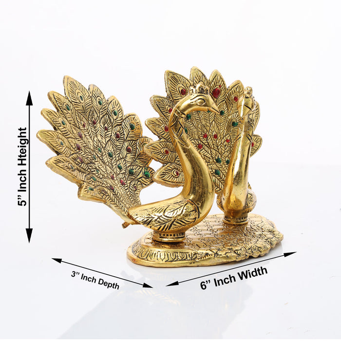 Peacock Statue - 5 Inches | Aluminium Material/ Peacock Sculpture for Home Decor/ 580 Gms Approx