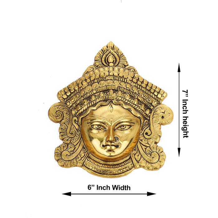 Durga Murti - 7 Inches | Aluminium Statue/ Durga Face Idol/ Durga Maa Murti Wall Hanging for Pooja