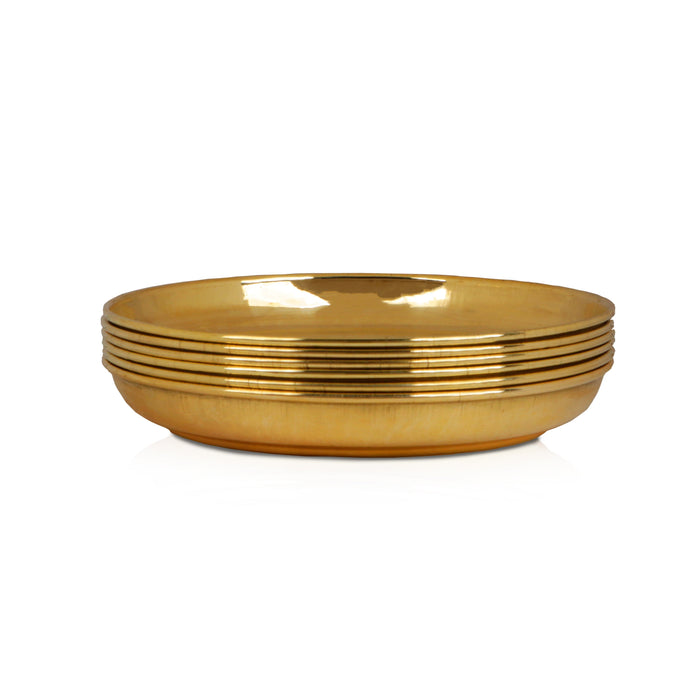Brass Plate - 0.5 x 4 Inches | Pooja Thali/ 6 Pcs/ Thali Plate for Home/ 135 Gms Approx
