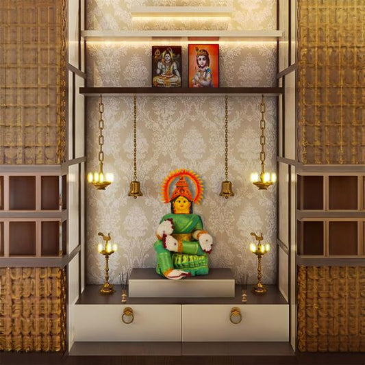 Ammavari Face with Ring - 7 Inches | Zinc Varalakshmi Amman Face/ Yellow Goddess Face for Deity Decor - Head & Face Accessories