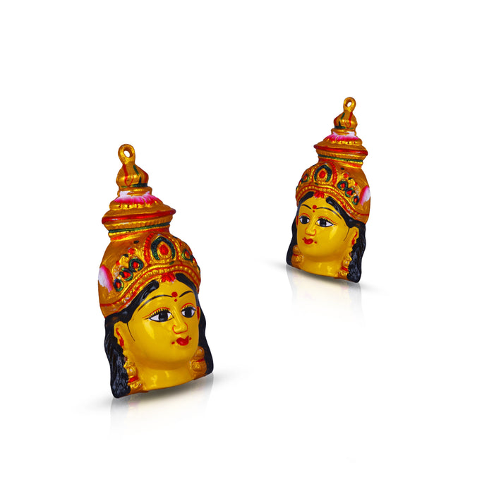 Ammavari Face - 8 Inches | Varalakshmi Face/ Amman Face/ Yellow Lakshmi Face for Deity/ 140 Gms Approx