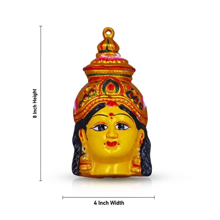 Ammavari Face - 8 Inches | Varalakshmi Face/ Amman Face/ Yellow Lakshmi Face for Deity/ 140 Gms Approx