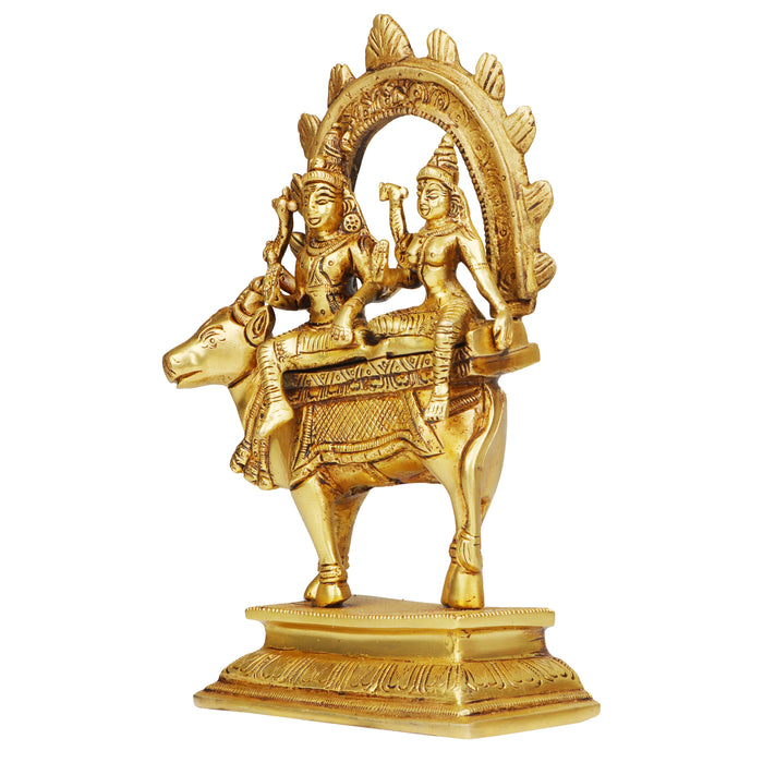 Shiv Parivar Murti | Antique Brass Statue/ Shiva Parvati Statue/ Pradosha Murti for Pooja