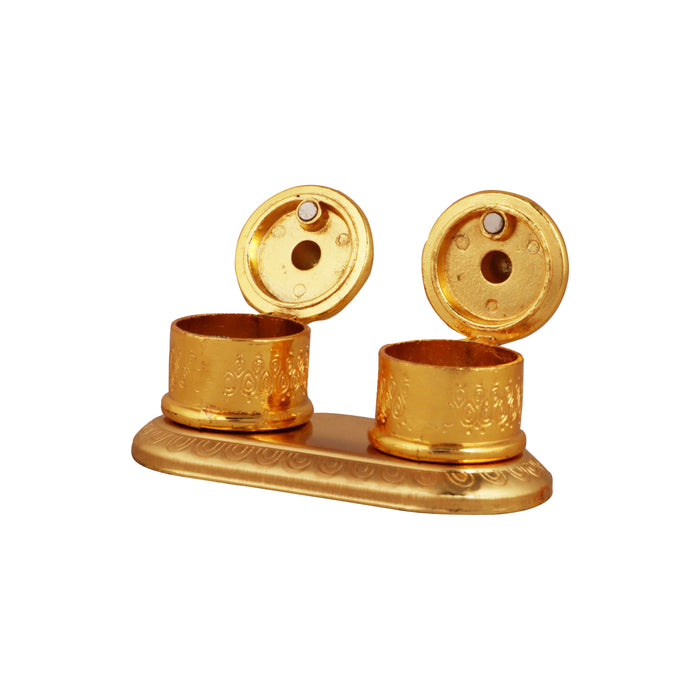 Kumkum Box | Brass Kumkum Bharani/ Double Sindoor Pot/ Kumkum Holder for Pooja - Sindoor Box