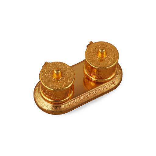 Kumkum Box | Brass Kumkum Bharani/ Double Sindoor Pot/ Kumkum Holder for Pooja - Sindoor Box