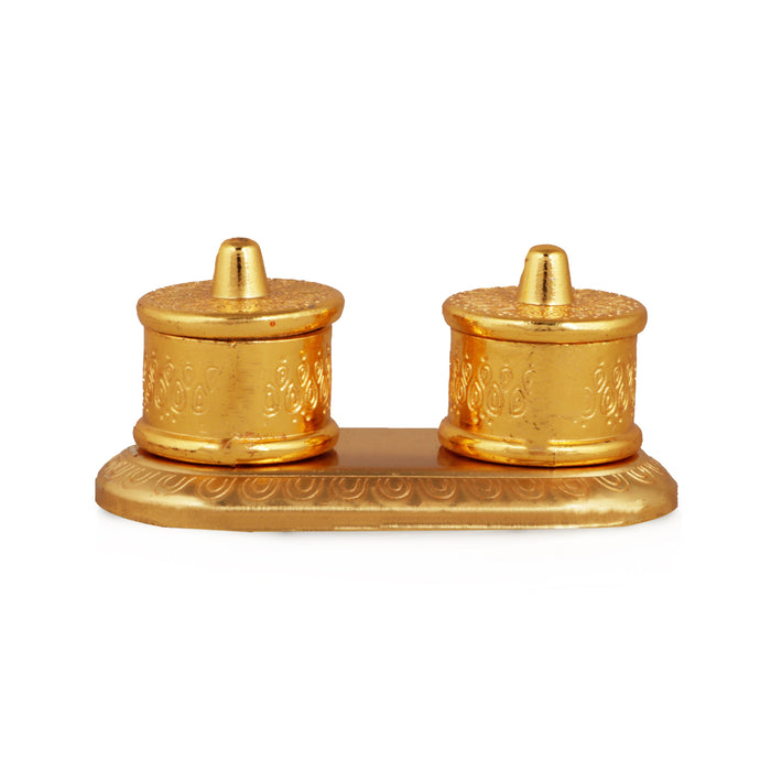 Kumkum Box | Brass Kumkum Bharani/ Double Sindoor Pot/ Kumkum Holder for Pooja - Sindoor Box