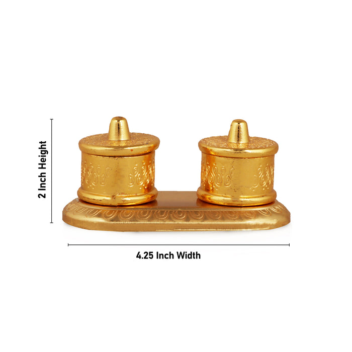 Kumkum Box | Brass Kumkum Bharani/ Double Sindoor Pot/ Kumkum Holder for Pooja - Sindoor Box