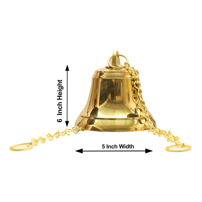 Brass Bell | Brass Bell Hanging/ Pooja Hanging Bell with Chain/ Hanging Bells for Mandir