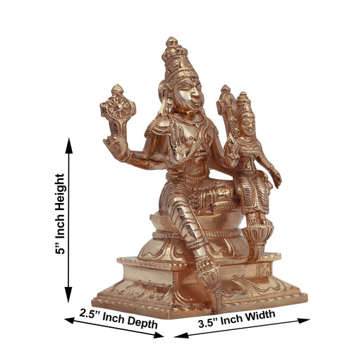 Laxmi Narayan Statue - 5 Inches | Panchaloha Idol/ Lakshmi Narayana Idol for Pooja/ 750 Gms Approx - Panchaloha Murties