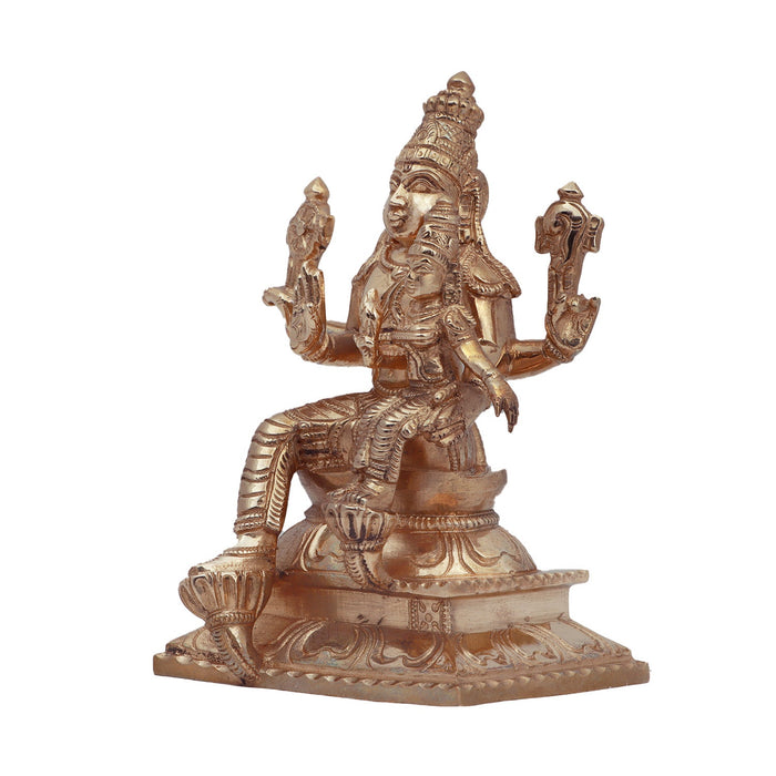 Laxmi Narayan Statue - 5 Inches | Panchaloha Idol/ Lakshmi Narayana Idol for Pooja/ 750 Gms Approx - Panchaloha Murties