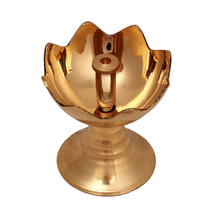 Brass Deep | Gulab Jyoti Diya/ Lotus Design Lamp/ Vilakku for Pooja