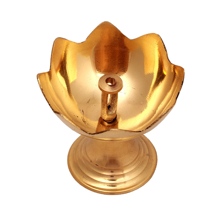 Brass Deep | Gulab Jyoti Diya/ Lotus Design Lamp/ Vilakku for Pooja