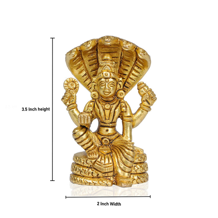 Vishnu Statue - 3.5 Inches | Vishnu Murti Sitting On Seshnag/ Brass Idol for Pooja/ 270 Gms Approx