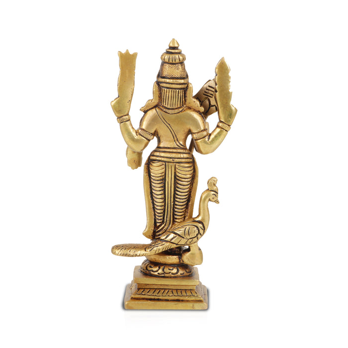 Murugan Statue - 6 Inches | Antique Finish Statue/ Murugan Idol/ Murugan Silai for Pooja/ 780 Gms Approx