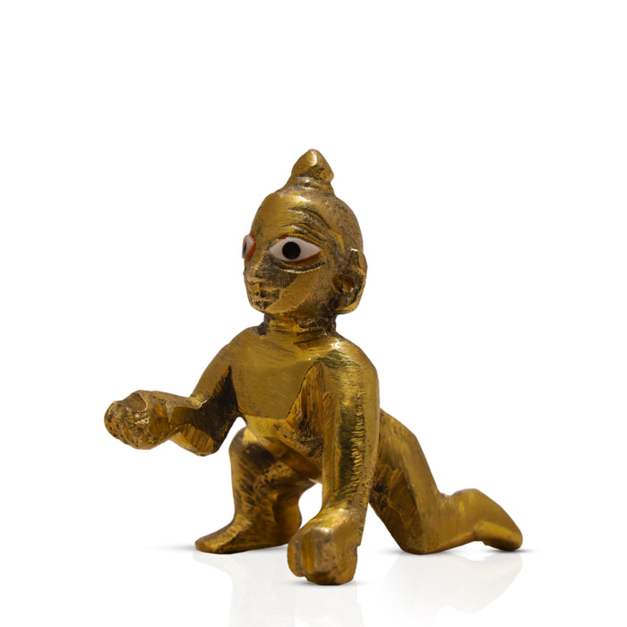 Crawling Krishna Idol - 2 Inches | Brass Statue/ Laddu Gopal Murti for Janmashtami/ 100 Gms Approx