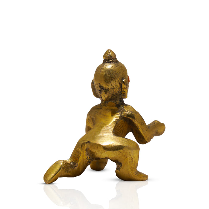 Crawling Krishna Idol - 2 Inches | Brass Statue/ Laddu Gopal Murti for Janmashtami/ 100 Gms Approx