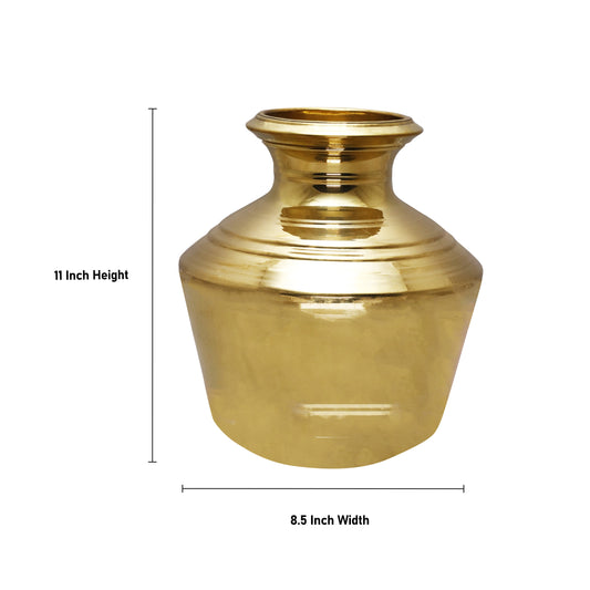 Kalash Pot - 11 x 8.5 Inches | Brass Kalasam/ Kalash Kudam/ Pooja Pot for Home/ 1.100 Kgs Approx - Kalash & Pooja Lota