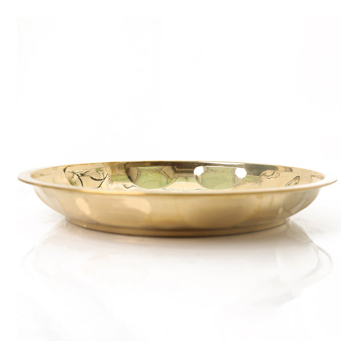 Brass Plate  - 17 Inches |  Thali Plate/ Pooja Plate/ Pottu Prath Plate/ Pooja Thali for Home - Pooja Plate & Tray