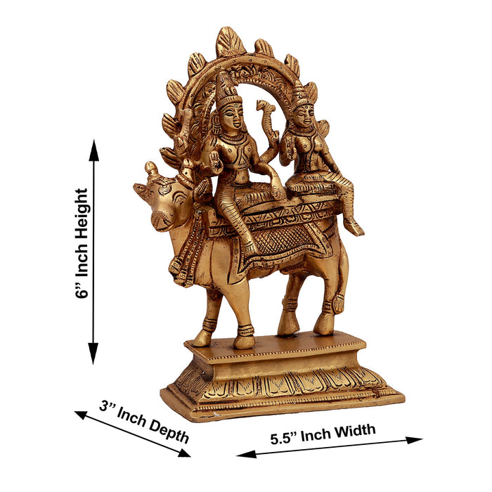 Shiv Parivar Murti - 8 Inches | Antique Finish Statue/ Shiva Parvati Statue for Pooja/ 1.640 Kgs Approx