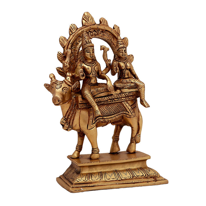 Shiv Parivar Murti - 8 Inches | Antique Finish Statue/ Shiva Parvati Statue for Pooja/ 1.640 Kgs Approx