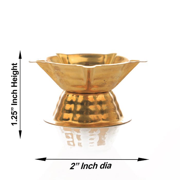 Brass Diya - 1.25 x 2 Inches | 5 Star Deep/ Vilakku/ Lamp for Pooja/ 10 Gms Approx